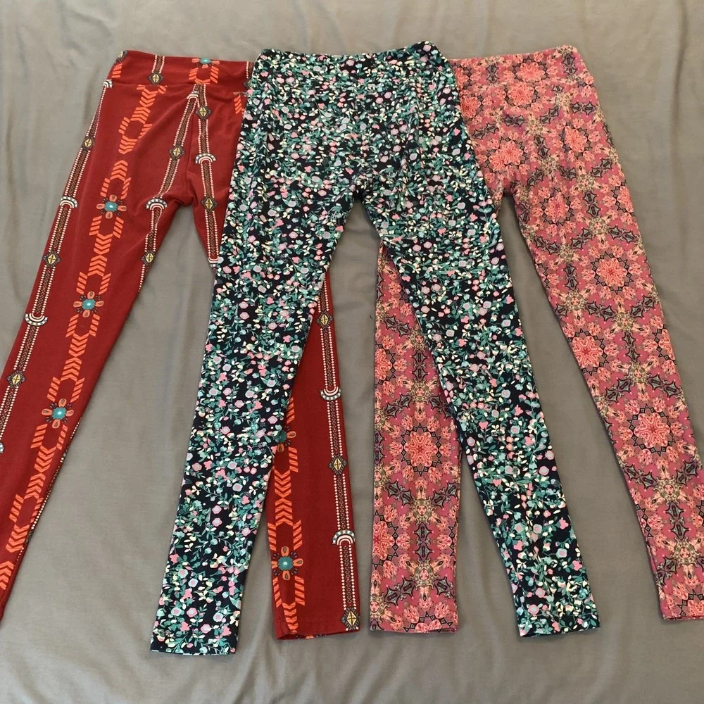 LuLaRoe Leggings Womens One Size Multicolor Floral Geometric Southwest Soft‎ Lot